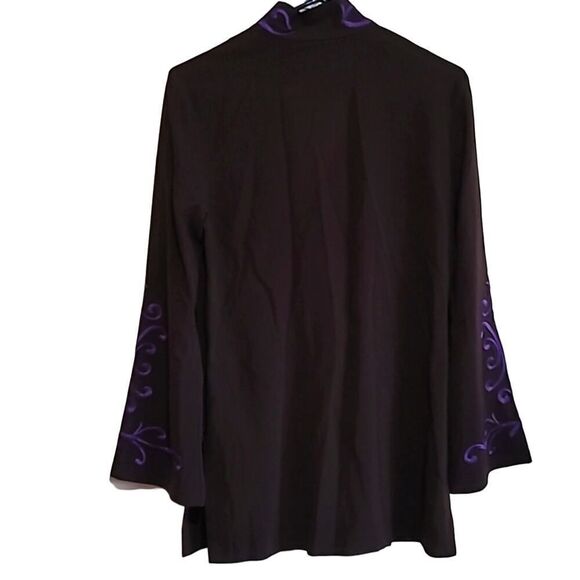 Tory Burch Brown  Wool Tunic Top with Embroidered Details Sz 4 - Picture 7 of 9